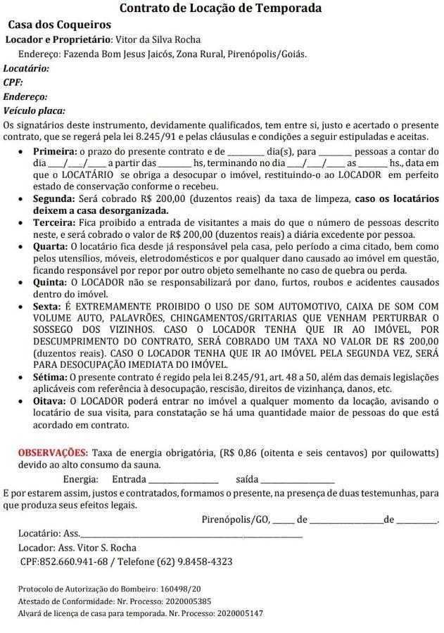 피라노폴리스 Casa Dos Coqueiros 빌라 외부 사진